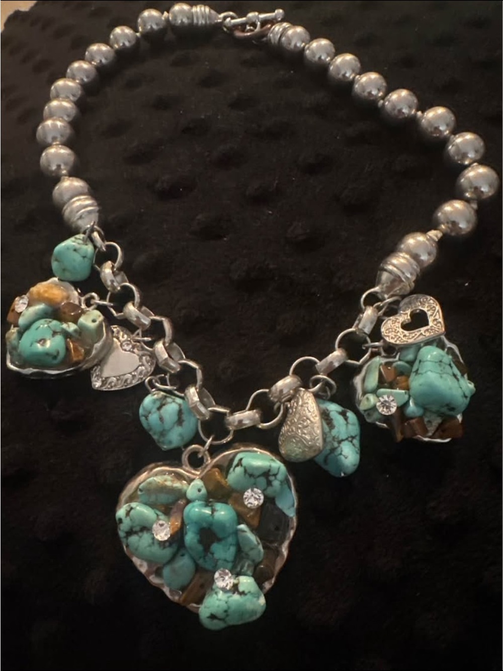Turquoise Heart Charm Necklace - Women Jewelry